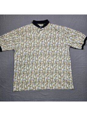 Payne Stewart XL Mens Golf Polo All-Over Pattern 100% Cotton Short Sleeve